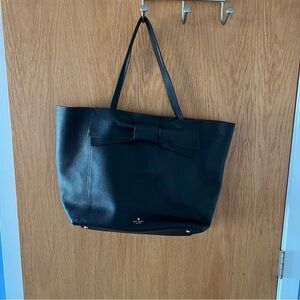 Kate Spade black leather bow tote